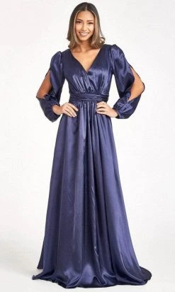 Elizabeth K GL1990 - Split Sleeve High Slit Evening Dress