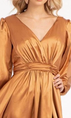 Elizabeth K GL1990 - Split Sleeve High Slit Evening Dress