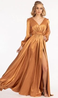 Elizabeth K GL1990 - Split Sleeve High Slit Evening Dress