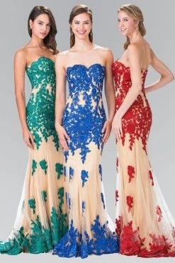 Elizabeth K - GL2005 Floral Applique Sweetheart Sheath Gown 8 Elizabeth K - GL2005 Floral Applique Sweetheart Sheath Gown