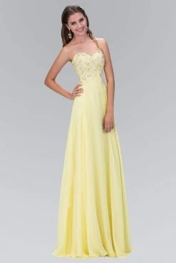 Elizabeth K - GL2049 Strapless Applique Chiffon Gown