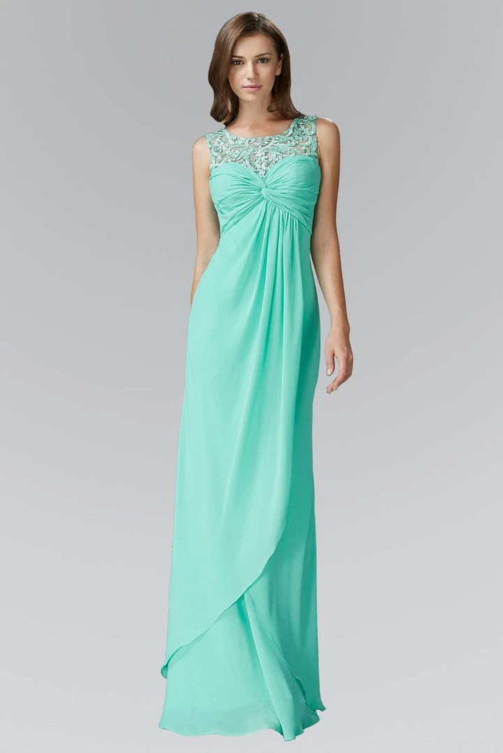 Elizabeth K - GL2061 Beaded Illusion Scoop Neck Chiffon Dress 3 Elizabeth K - GL2061 Beaded Illusion Scoop Neck Chiffon Dress