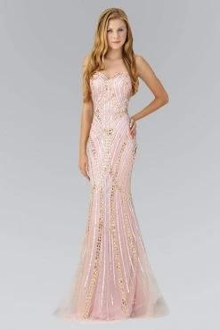 Elizabeth K - GL2089 Beaded Strapless Tulle Trumpet Gown