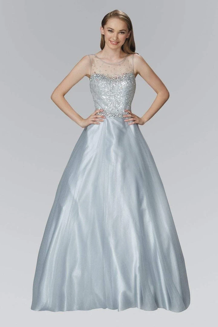 Elizabeth K - GL2111 Embellished Sheer Bodice And Back Tulle Gown 3 Elizabeth K - GL2111 Embellished Sheer Bodice And Back Tulle Gown