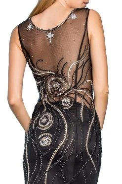 Elizabeth K - GL2149 Illusion Jewel Swirl Motif Embroidered Gown