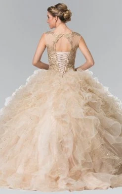 Elizabeth K - GL2208 Embellished Jewel Neck Ballgown