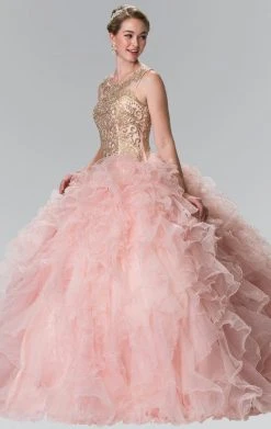 Elizabeth K - GL2208 Embellished Jewel Neck Ballgown