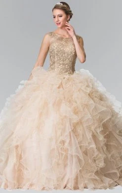 Elizabeth K - GL2208 Embellished Jewel Neck Ballgown