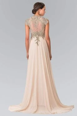 Elizabeth K - GL2229 Gilt Embroidered Bateau A-Line Gown