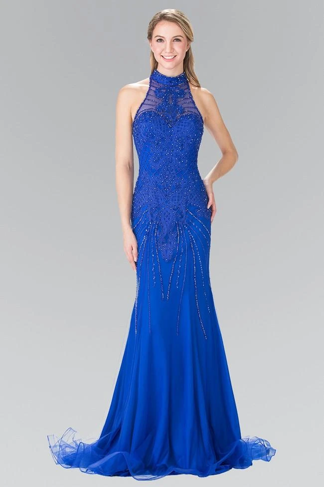 Elizabeth K - GL2263 Sequined Halter Long Dress 3 Elizabeth K - GL2263 Sequined Halter Long Dress