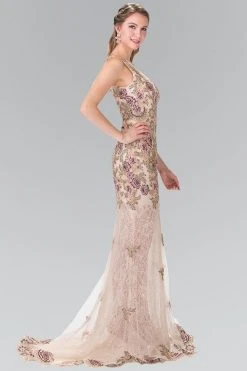 Elizabeth K - GL2269 Embroidered Floral Long Dress