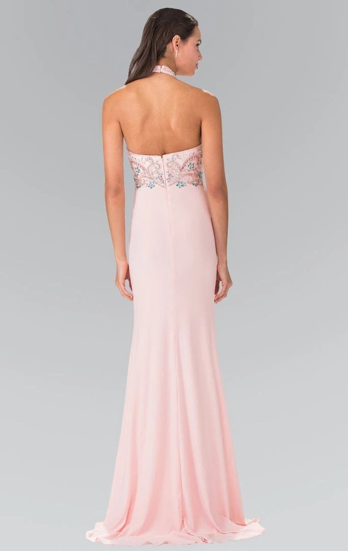 Elizabeth K - GL2279 Beaded Halter Neck Rome Jersey Sheath Dress 4 Elizabeth K - GL2279 Beaded Halter Neck Rome Jersey Sheath Dress