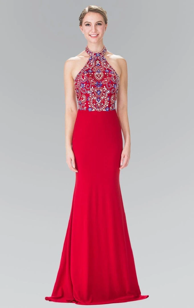 Elizabeth K - GL2279 Beaded Halter Neck Rome Jersey Sheath Dress 7 Elizabeth K - GL2279 Beaded Halter Neck Rome Jersey Sheath Dress