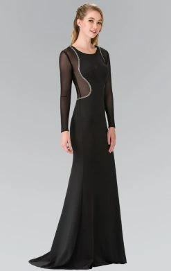 Elizabeth K - GL2284 Beaded Scoop Neck Rome Jersey Sheath Dress