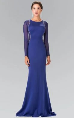 Elizabeth K - GL2284 Beaded Scoop Neck Rome Jersey Sheath Dress