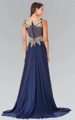 Elizabeth K - GL2288 Laced Scoop Neck Chiffon A-Line Dress 8 Elizabeth K - GL2288 Laced Scoop Neck Chiffon A-Line Dress