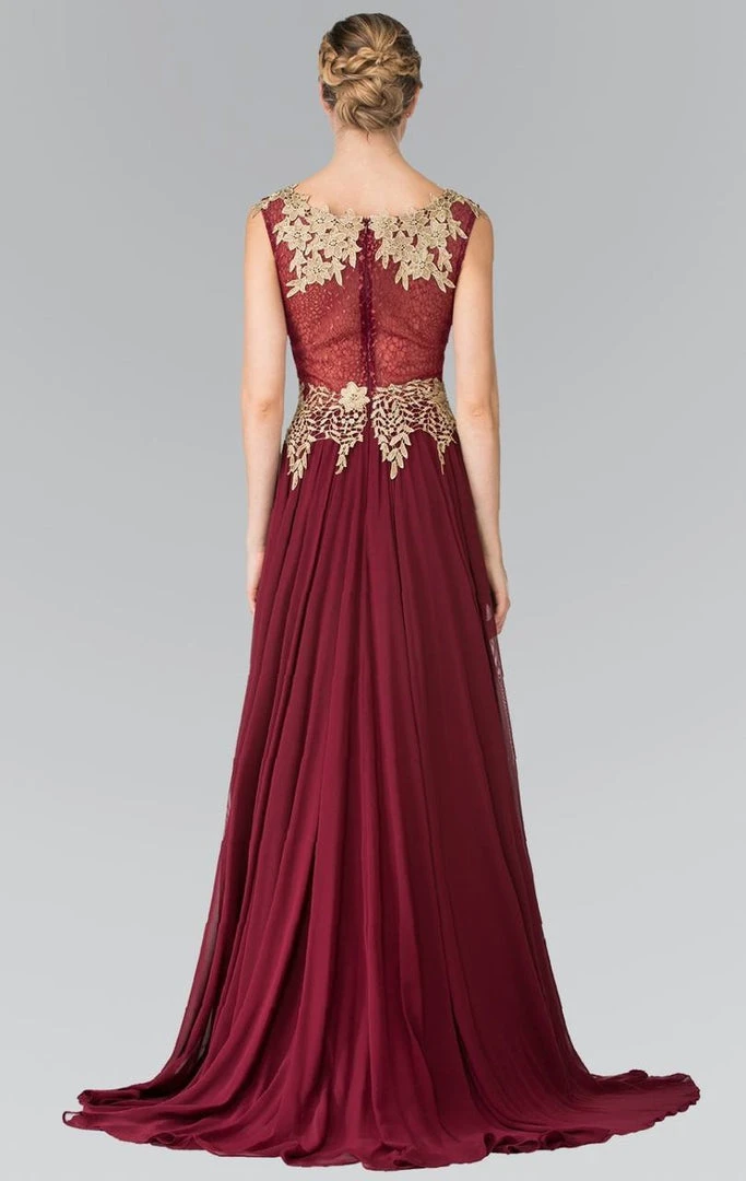 Elizabeth K - GL2288 Laced Scoop Neck Chiffon A-Line Dress 6 Elizabeth K - GL2288 Laced Scoop Neck Chiffon A-Line Dress