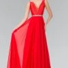 Elizabeth K - GL2293 V-Neck With Embellished Waist Chiffon Gown 1 Elizabeth K - GL2293 V-Neck With Embellished Waist Chiffon Gown