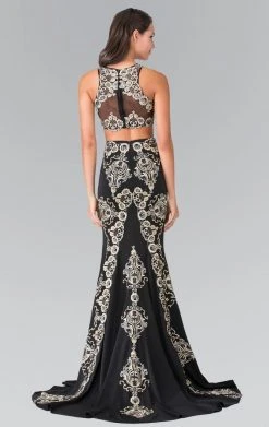 Elizabeth K - GL2296 Embellished High Neck Rome Jersey Dress