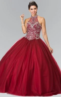 Elizabeth K - GL2308 Beaded Halter Neck Tulle Ballgown 12 Elizabeth K - GL2308 Beaded Halter Neck Tulle Ballgown