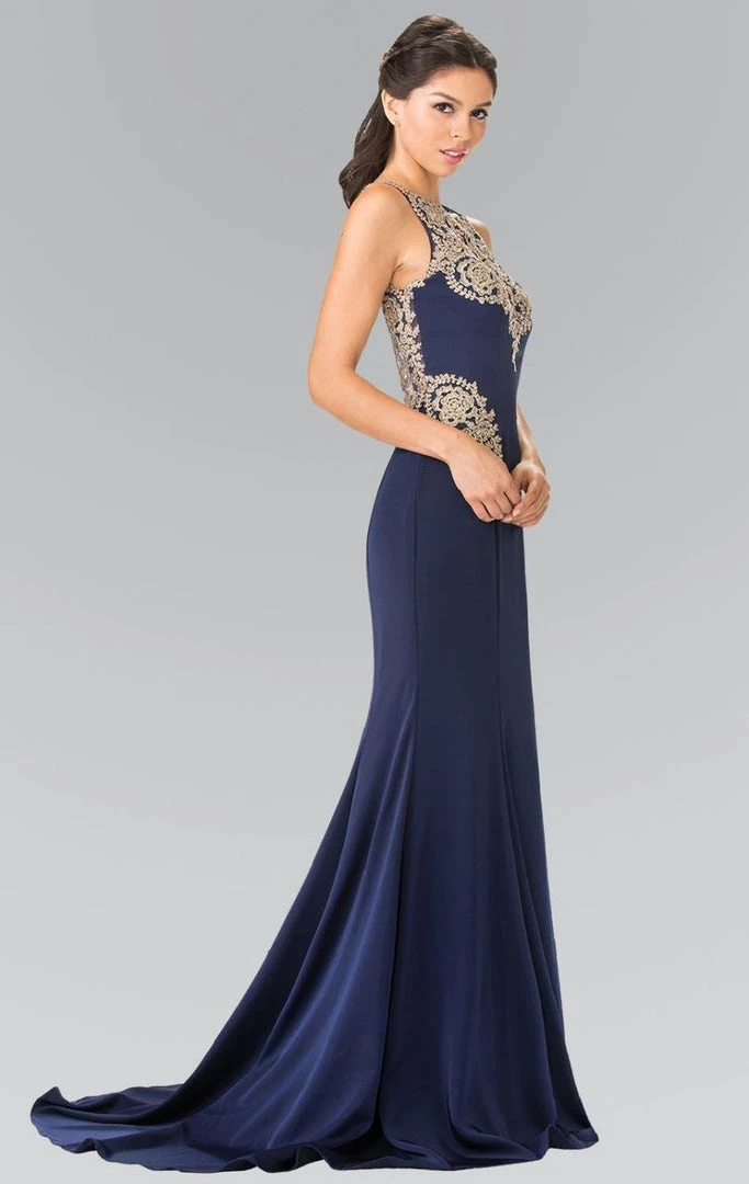 Elizabeth K - GL2312 Embellished Scoop Neck Rome Trumpet Dress 8 Elizabeth K - GL2312 Embellished Scoop Neck Rome Trumpet Dress