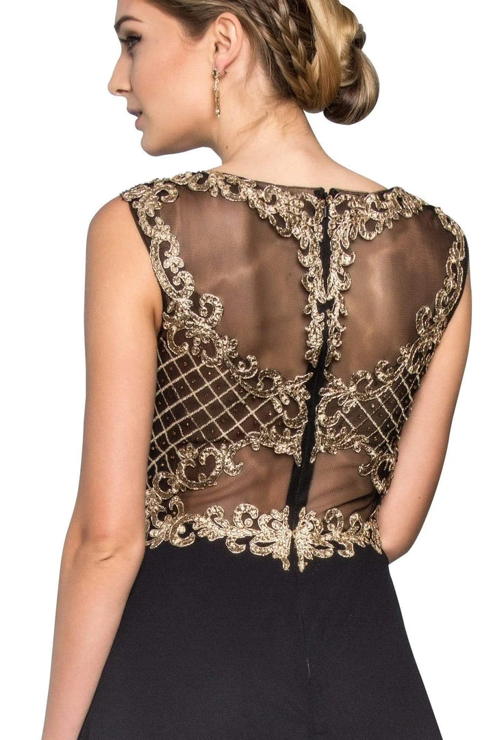 Elizabeth K - GL2316 Embroidered Scoop Neck Chiffon Dress 14 Elizabeth K - GL2316 Embroidered Scoop Neck Chiffon Dress