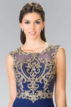 Elizabeth K - GL2316 Embroidered Scoop Neck Chiffon Dress 20 Elizabeth K - GL2316 Embroidered Scoop Neck Chiffon Dress
