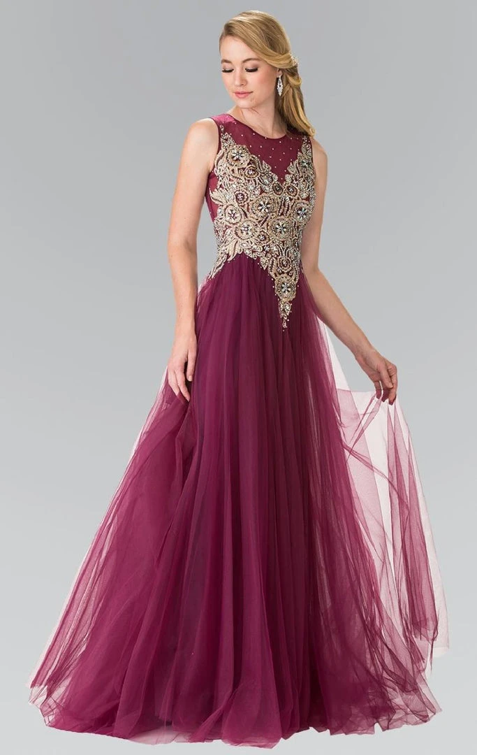 Elizabeth K - GL2317 Embellished Scoop Neck Tulle A-Line Dress 5 Elizabeth K - GL2317 Embellished Scoop Neck Tulle A-Line Dress