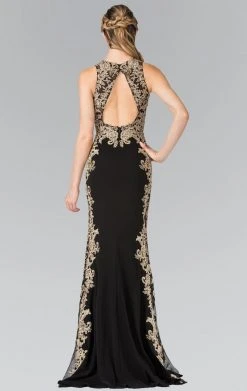 Elizabeth K - GL2320 Laced Illusion High Neck Rome Jersey Dress