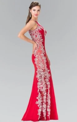 Elizabeth K - GL2320 Laced Illusion High Neck Rome Jersey Dress