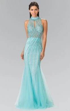 Elizabeth K - GL2330 Sequined Halter Trumpet Gown