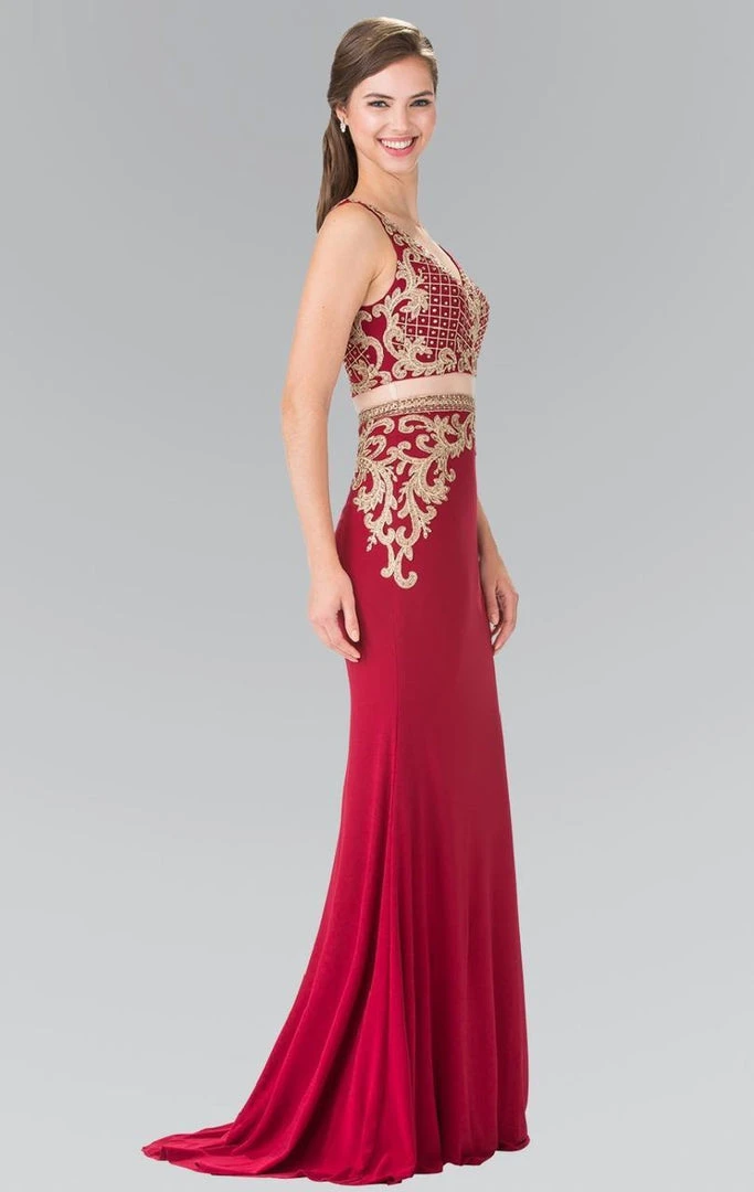 Elizabeth K - GL2334 Beaded V-Neck Jersey Trumpet Dress 6 Elizabeth K - GL2334 Beaded V-Neck Jersey Trumpet Dress