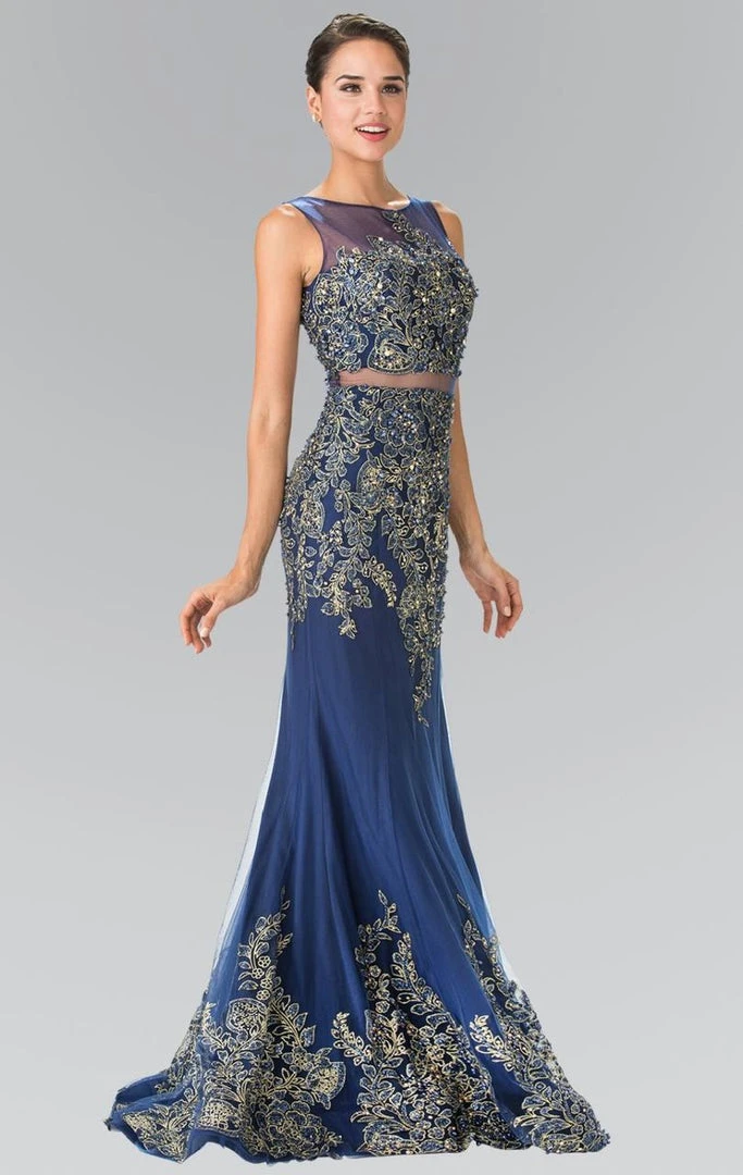 Elizabeth K - GL2338 Embellished Illusion Bateau Jersey Trumpet Dress 3 Elizabeth K - GL2338 Embellished Illusion Bateau Jersey Trumpet Dress