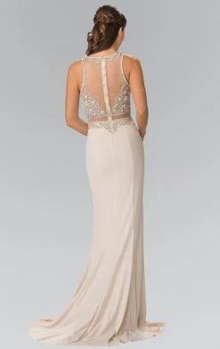 Elizabeth K - GL2342 Bead Embellished Illusion Sweetheart Dress