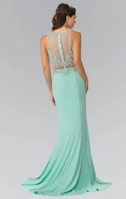 Elizabeth K - GL2342 Bead Embellished Illusion Sweetheart Dress