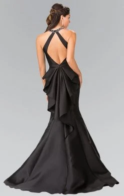 Elizabeth K - GL2353 Beaded High Neck Charmeuse Mermaid Gown