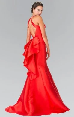 Elizabeth K - GL2353 Beaded High Neck Charmeuse Mermaid Gown