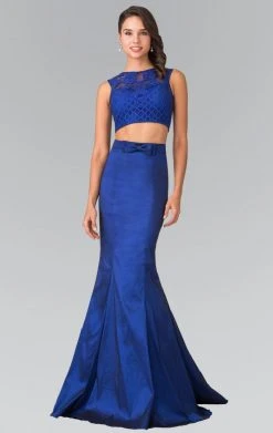 Elizabeth K - GL2354 Embellished Bateau Neck Lace Mermaid Dress 10 Elizabeth K - GL2354 Embellished Bateau Neck Lace Mermaid Dress