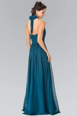 Elizabeth K - GL2362 Long Chiffon Halter Dress