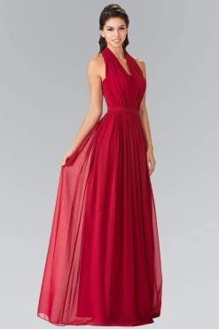Elizabeth K - GL2362 Long Chiffon Halter Dress