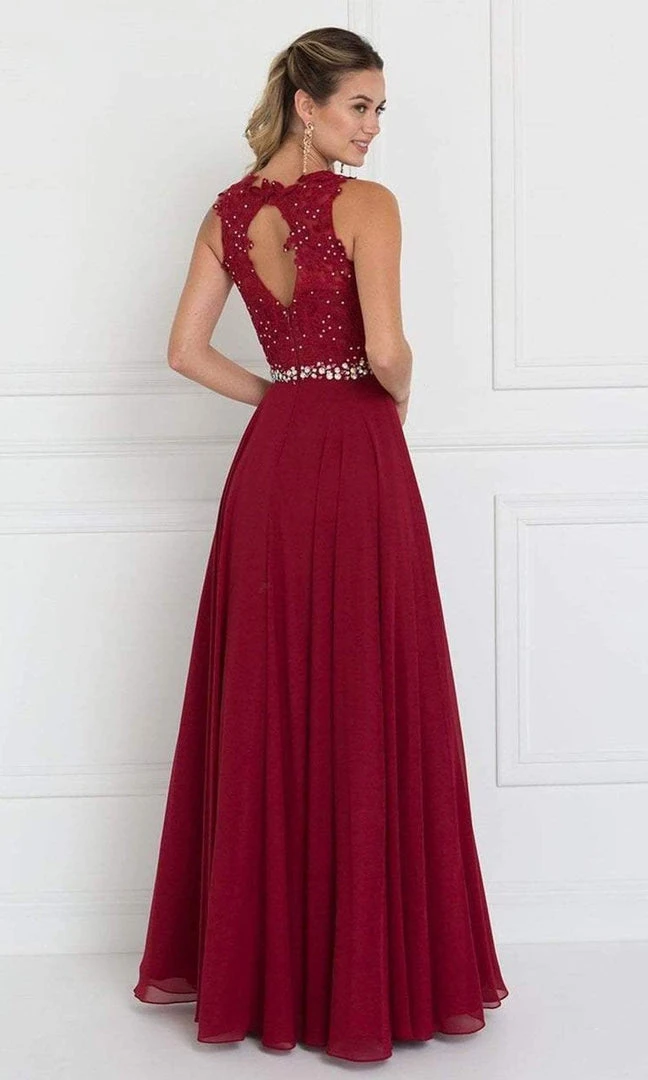 Elizabeth K - GL2417 Illusion Jewel Embellished Lace A-Line Gown 6 Elizabeth K - GL2417 Illusion Jewel Embellished Lace A-Line Gown