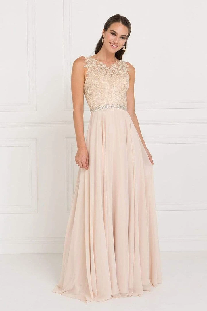 Elizabeth K - GL2417 Illusion Jewel Embellished Lace A-Line Gown 7 Elizabeth K - GL2417 Illusion Jewel Embellished Lace A-Line Gown