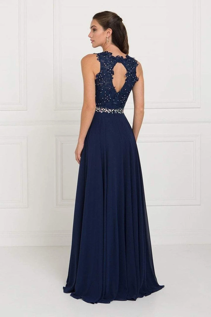 Elizabeth K - GL2417 Illusion Jewel Embellished Lace A-Line Gown 10 Elizabeth K - GL2417 Illusion Jewel Embellished Lace A-Line Gown