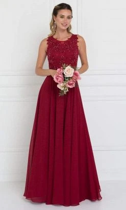 Elizabeth K - GL2417 Illusion Jewel Embellished Lace A-Line Gown 12 Elizabeth K - GL2417 Illusion Jewel Embellished Lace A-Line Gown