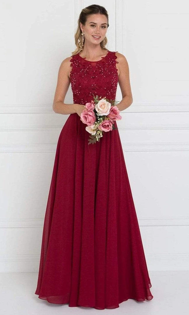 Elizabeth K - GL2417 Illusion Jewel Embellished Lace A-Line Gown 5 Elizabeth K - GL2417 Illusion Jewel Embellished Lace A-Line Gown