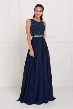 Elizabeth K - GL2417 Illusion Jewel Embellished Lace A-Line Gown 16 Elizabeth K - GL2417 Illusion Jewel Embellished Lace A-Line Gown