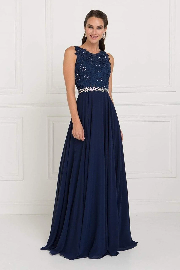 Elizabeth K - GL2417 Illusion Jewel Embellished Lace A-Line Gown 9 Elizabeth K - GL2417 Illusion Jewel Embellished Lace A-Line Gown