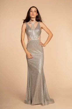 Elizabeth K - GL2509 Jeweled Halter Strap Glitter Long Gown 14 Elizabeth K - GL2509 Jeweled Halter Strap Glitter Long Gown