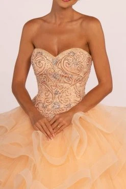 Elizabeth K - GL2515 Beaded Strapless Ruffled Ballgown