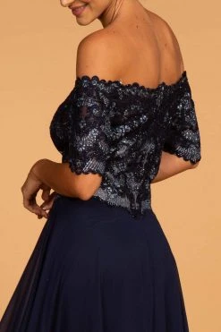 Elizabeth K - GL2525 Embroidered Off-Shoulder Chiffon A-line Dress 9 Elizabeth K - GL2525 Embroidered Off-Shoulder Chiffon A-line Dress